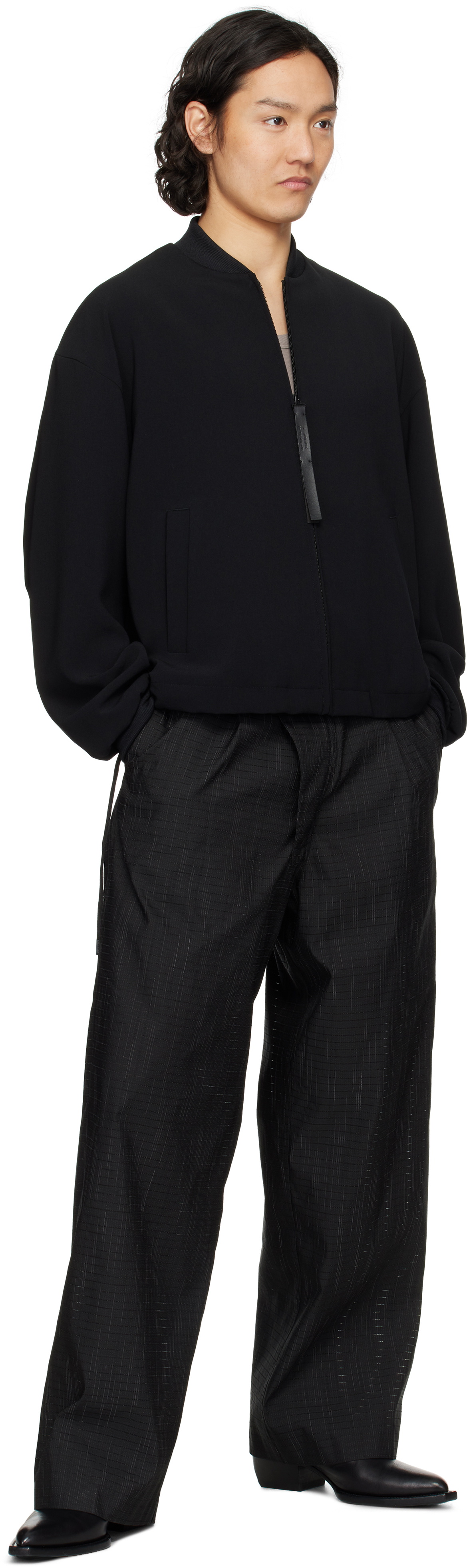 N.Hoolywood Black Blouson Bomber Jacket