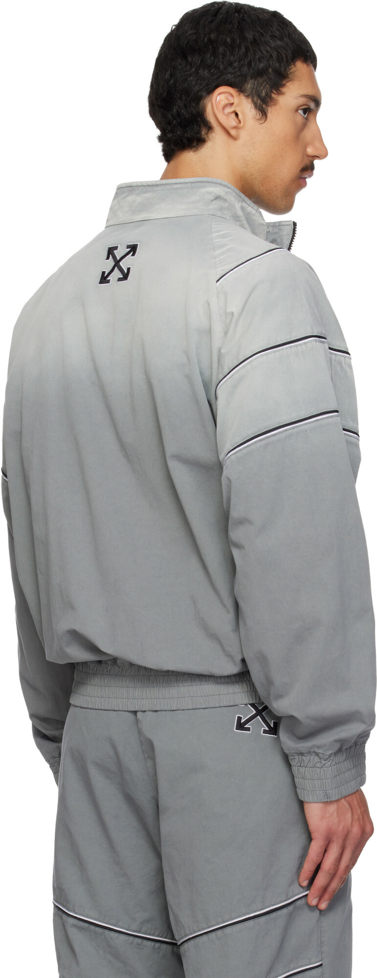 Off-White Gray Relaxed Garment Dyed Track Jacket