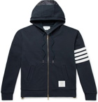 Thom Browne - Panelled Striped Loopback Cotton-Jersey and Ripstop Zip-Up Hoodie - Navy