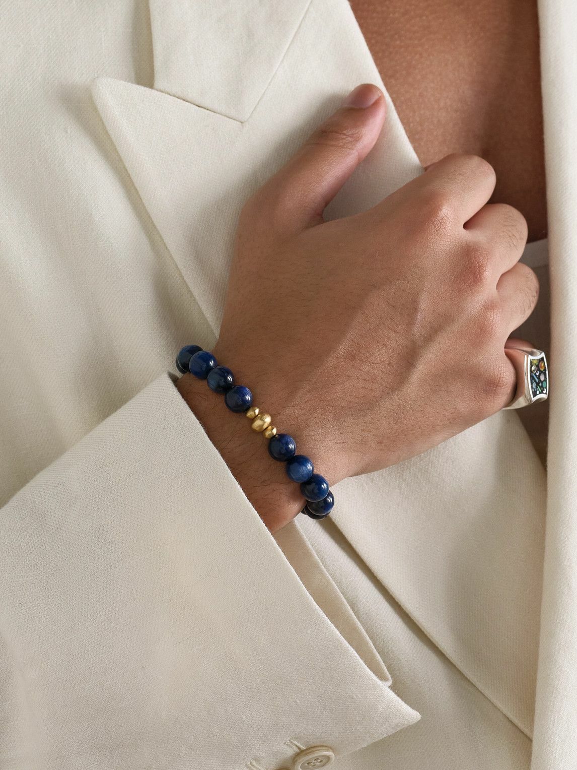 Jacquie Aiche - 14-Karat Gold, Lapis Lazuli and Diamond Beaded Bracelet