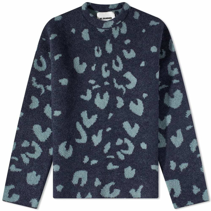 Photo: Jil Sander Men's Leopard Mohair Crew Knit in Open Blue