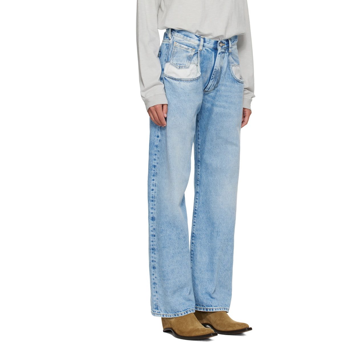Maison Margiela Blue Contrasted Pockets Straighte Jeans