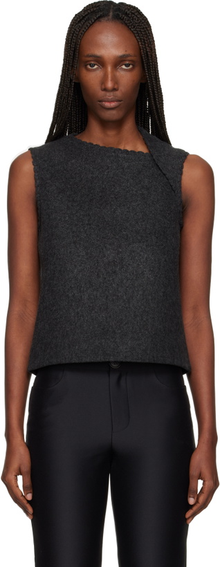 Photo: SHUSHU/TONG Gray Asymmetric Neckline Vest