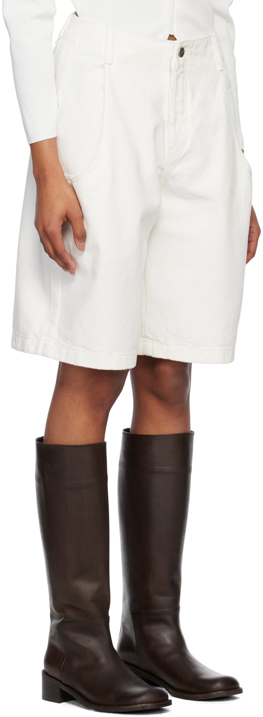 AMOMENTO White Cutout Pocket Denim Shorts