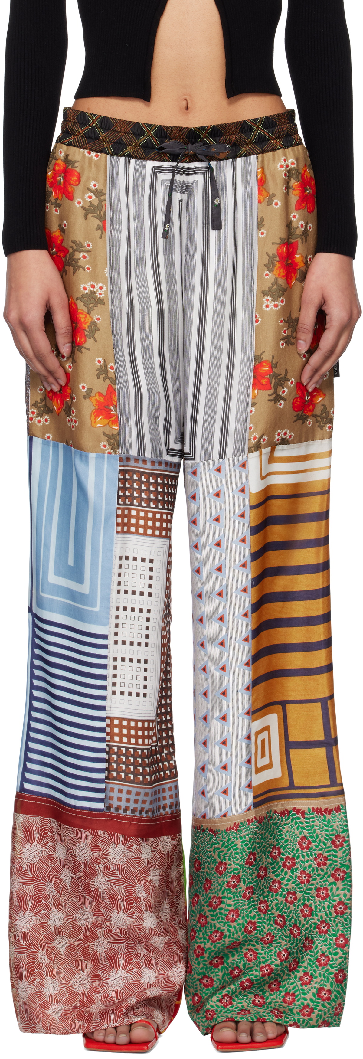 パンツ MARINE SERRE 'Regenerated Silk Scarves Drawstring' pants Regenerated Silk Scarves Drawstring Trousers • Marine Serre