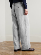 NN07 - Kay 1455 Straight-Leg Pleated Pinstriped Linen Trousers - Gray