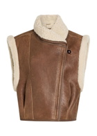Isabel Marant Alime Shearling-trimmed Leather Sleeveless Jacket Brown