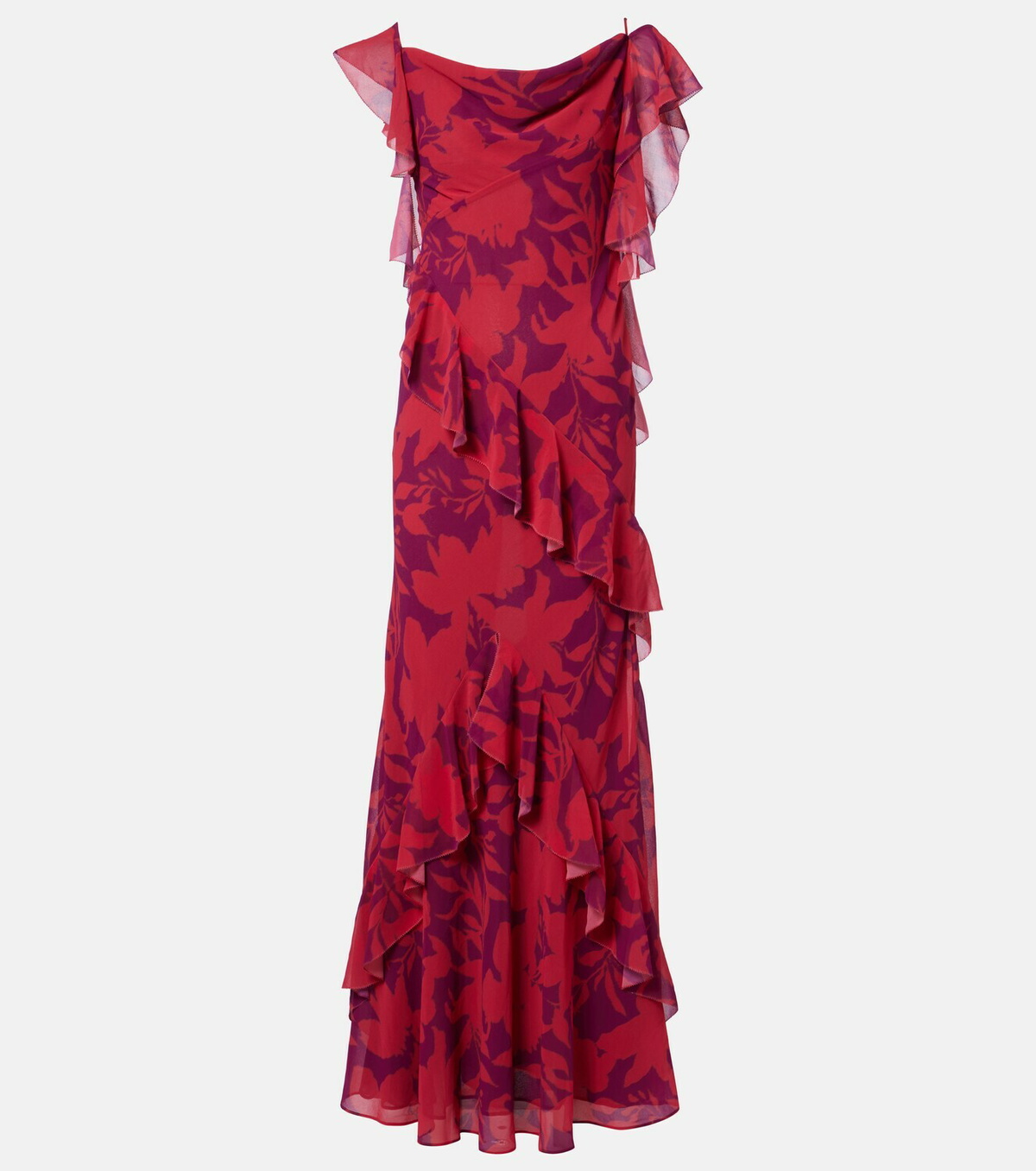 Self-Portrait Ruffled floral maxi dress