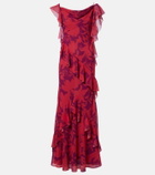Self-Portrait Ruffled floral maxi dress