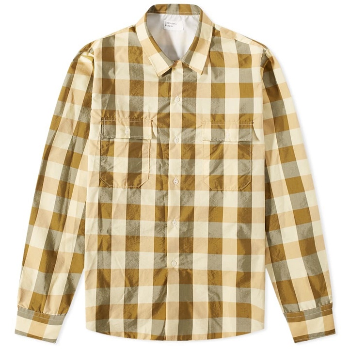 Photo: Universal Works Men's Compact Check Worker Shirt in Sand