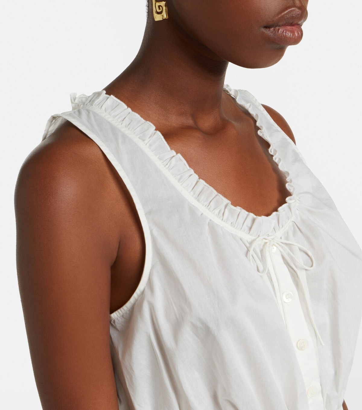 Staud Sicilia lace-trimmed cotton voile top
