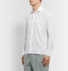 Caruso - Poplin-Trimmed Slub Linen Shirt - White