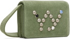OPEN YY Green Micro Suede Stud Wallet Bag