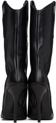 Pushbutton Black Mid-Calf Cowgirl Boots