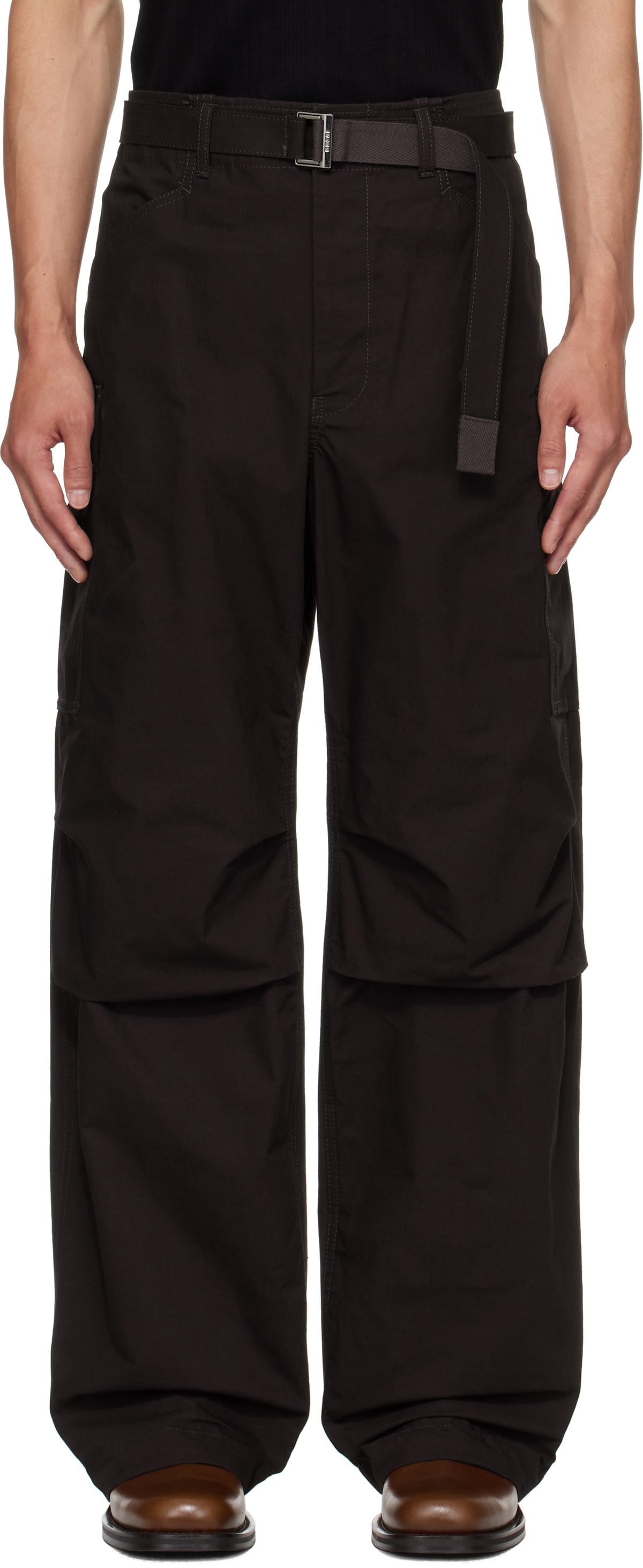 sacai Brown Rip Stop Cargo Pants Sacai