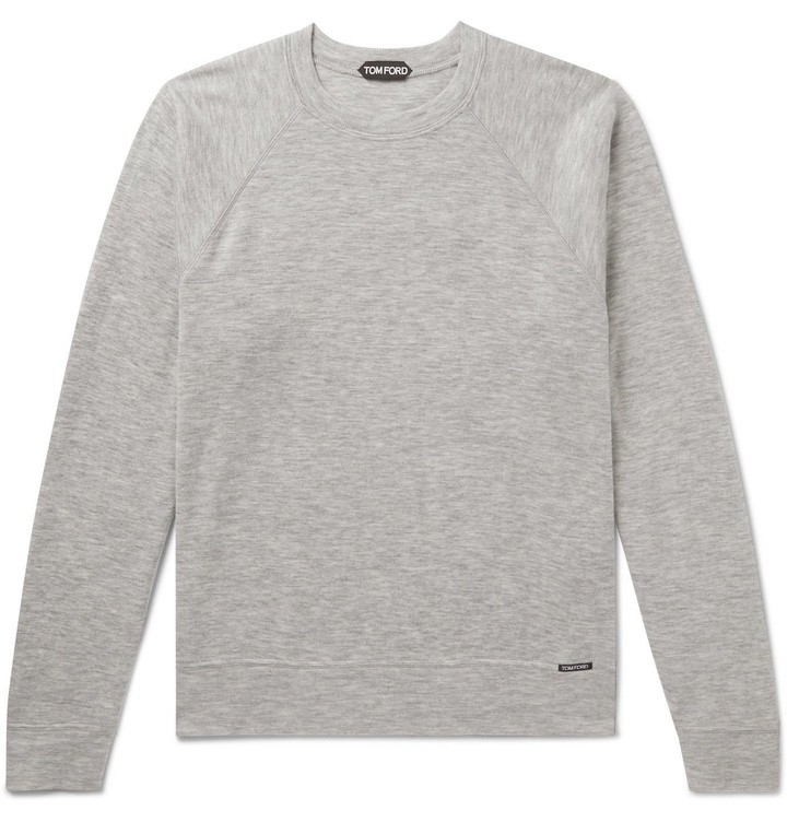 Photo: TOM FORD - Mélange Cashmere-Jersey Sweater - Gray