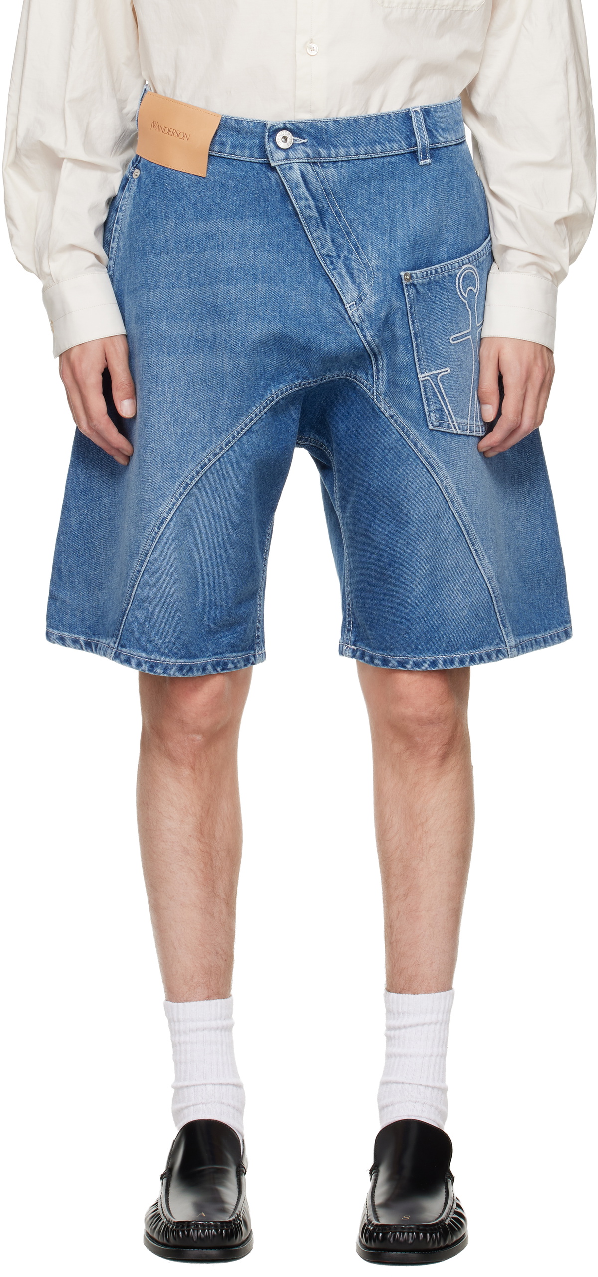 JW Anderson Blue Twisted Workwear Denim Shorts