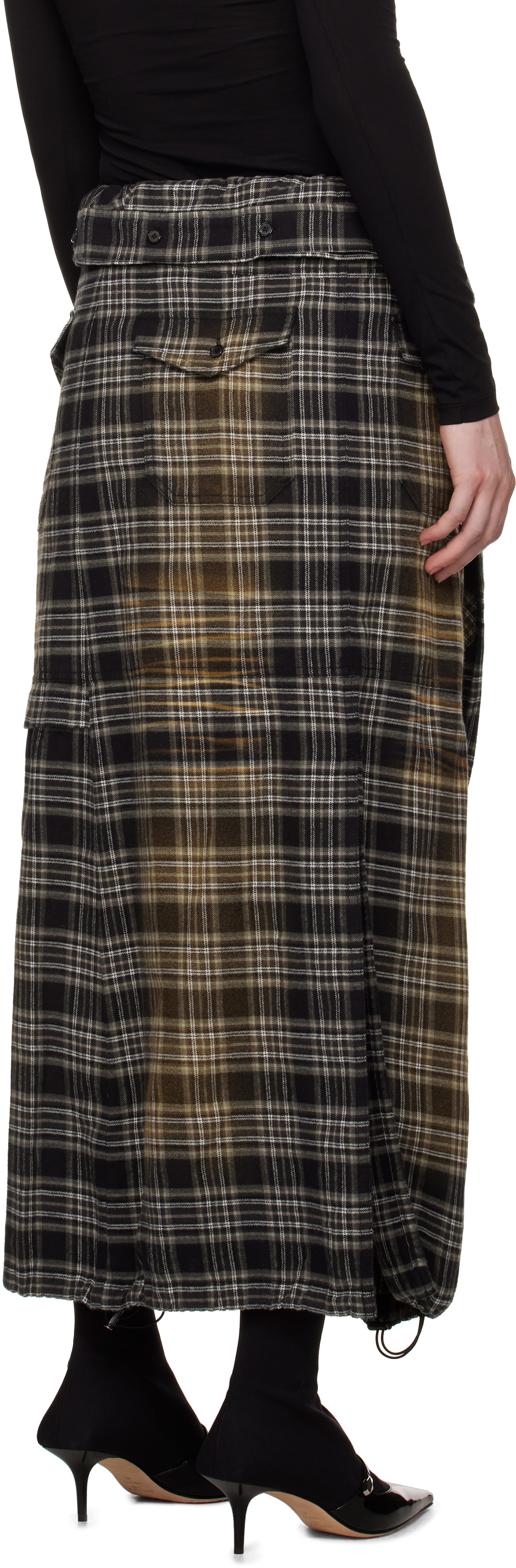 Juun.J Multicolor Sleeve Tie Maxi Skirt