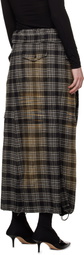 Juun.J Multicolor Sleeve Tie Maxi Skirt