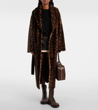 Nour Hammour Imani leopard-print shearling wrap coat
