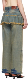 Andersson Bell Blue Patchwork Pleats Skirt Denim Jeans