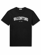 Valentino - Logo-Print Cotton-Jersey T-Shirt - Black