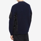 Sacai Men's MA-1 Wool Crew Knit in Navy