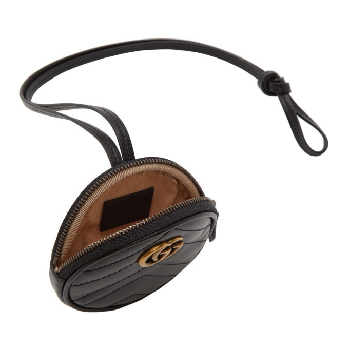 Gucci GG Marmont Round Shoulder Bag Diagonal Matelasse Mini Black/Cerise in  Leather with Antique Gold-tone - US