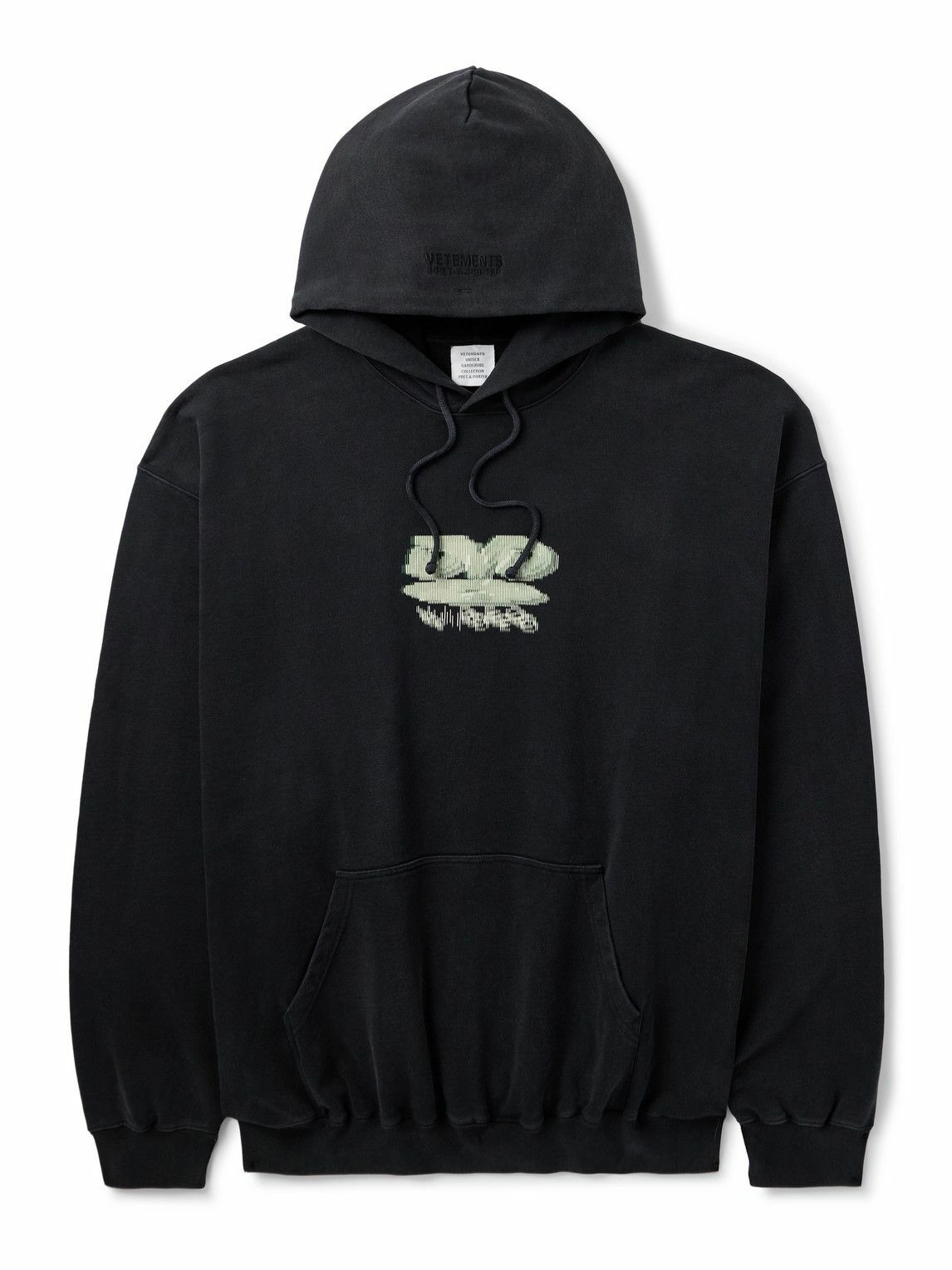 VETEMENTS - DVD Oversized Printed Cotton-Jersey Hoodie - Black