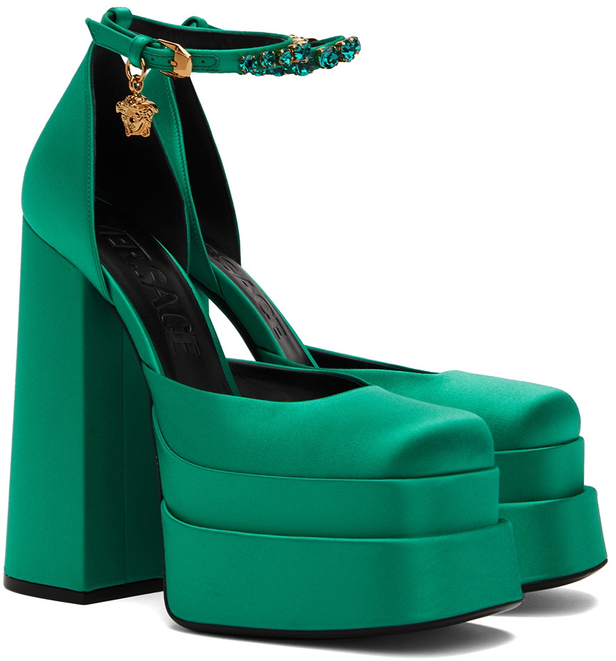 Versace Green Medusa Aevitas Platform Heels Versace
