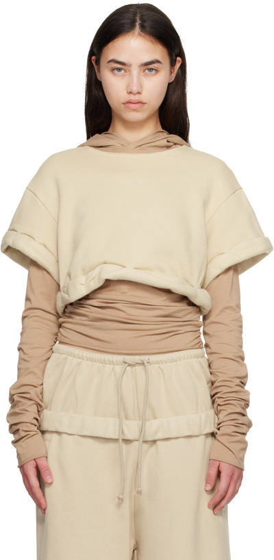 Photo: We11done Beige Layered Roll-Up Hoodie