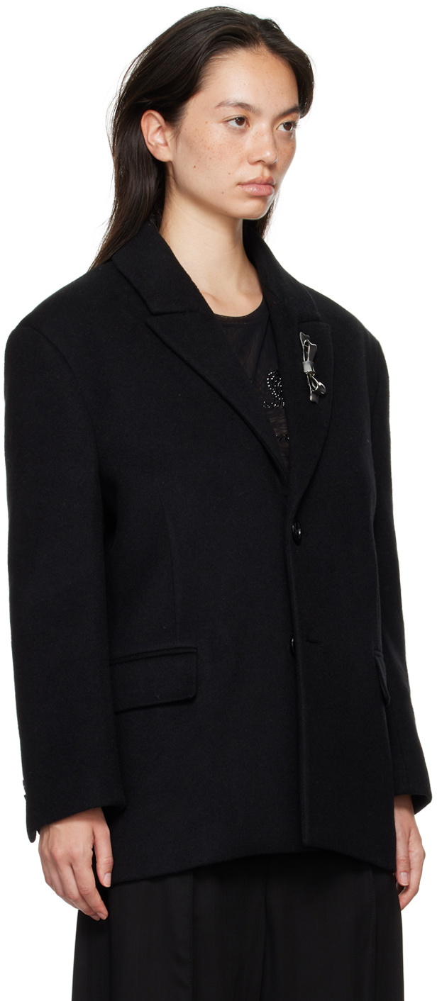 Blumarine Black Bijoux Pin Blazer