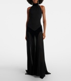 McQueen Velvet-trimmed silk georgette gown