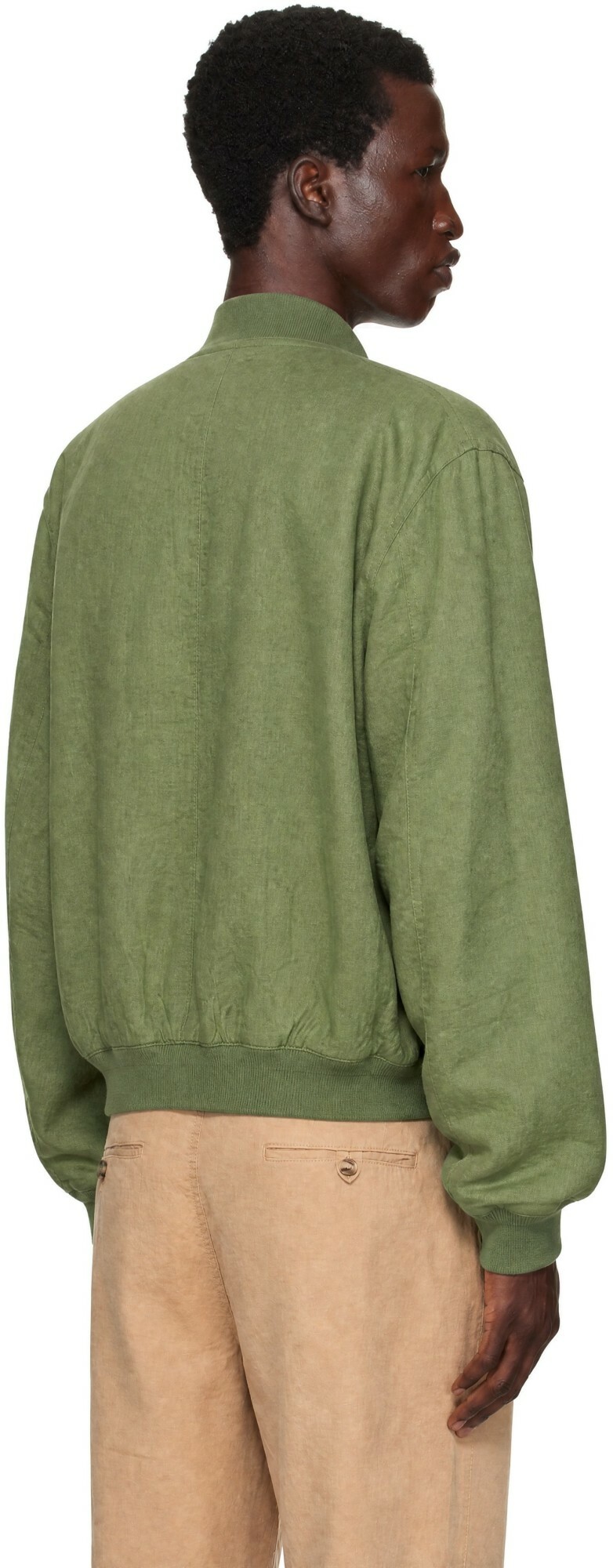 Polo Ralph Lauren Green Linen Herringbone Windbreaker Jacket