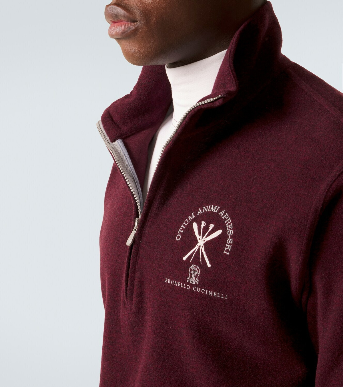 Brunello Cucinelli Cashmere and cotton-blend half-zip sweatshirt