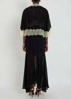 DE LA Vali Cielo Lace-trimmed Chiffon Cape and Maxi Dress Black