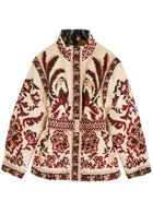 Farm Rio Toucans Scarf Reversible Printed Shell Jacket Cream