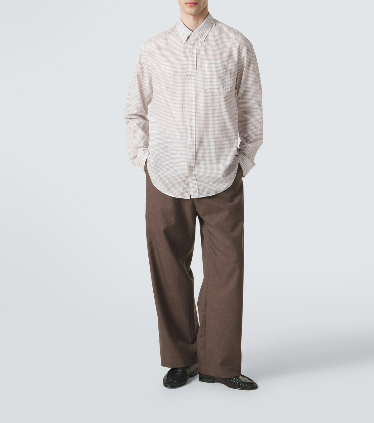 The Row Pompeo checked cotton chambray shirt