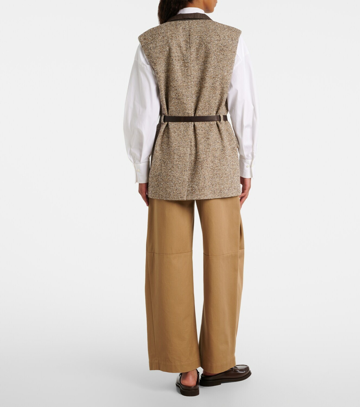 Brunello Cucinelli Belted wool and silk-blend vest