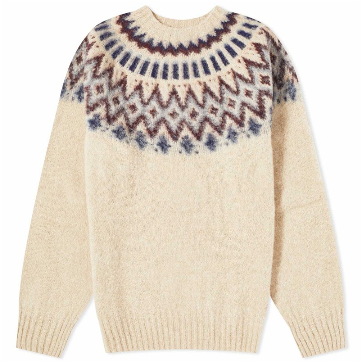 Photo: Howlin by Morrison Men's Howlin' Future Fantasy Fair Isle Crew Knit in Biscuit
