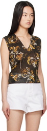 Versace Jeans Couture Black Outline Barocco Lurex Vest
