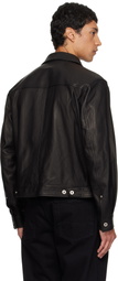 COOR Black Goat Skin Pocket Trucker Leather Jacket