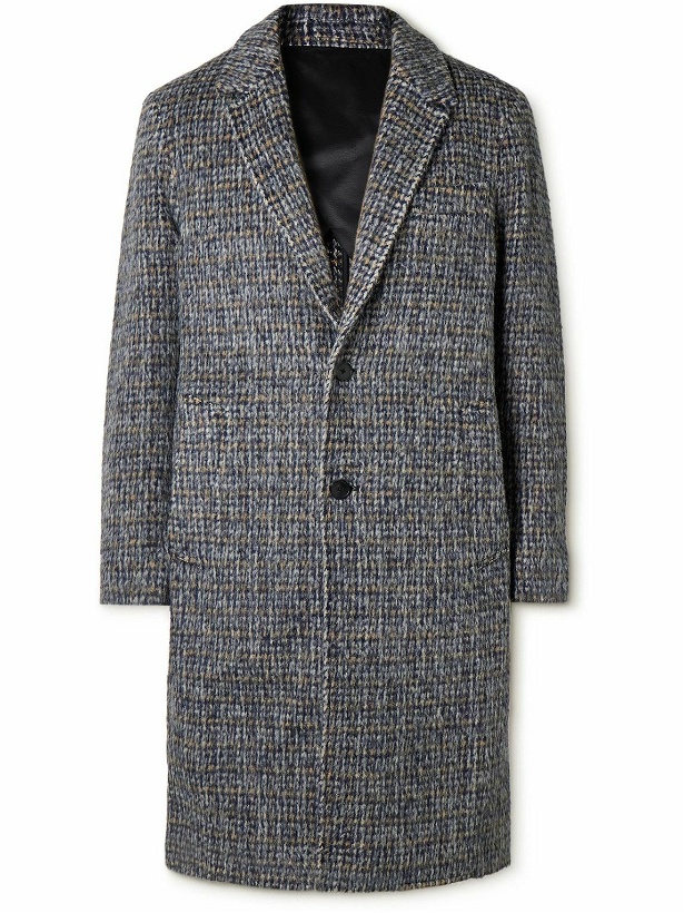 Photo: Mr P. - Checked Brushed Wool-Blend Overcoat - Blue