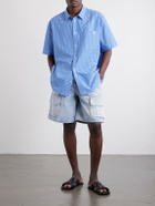 LOEWE - Paula's Ibiza Logo-Embroidered Checked Cotton-Poplin Shirt - Blue