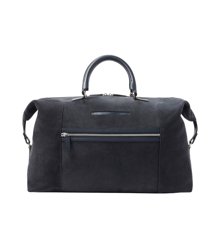 Photo: Kiton Leather-trimmed suede duffel bag