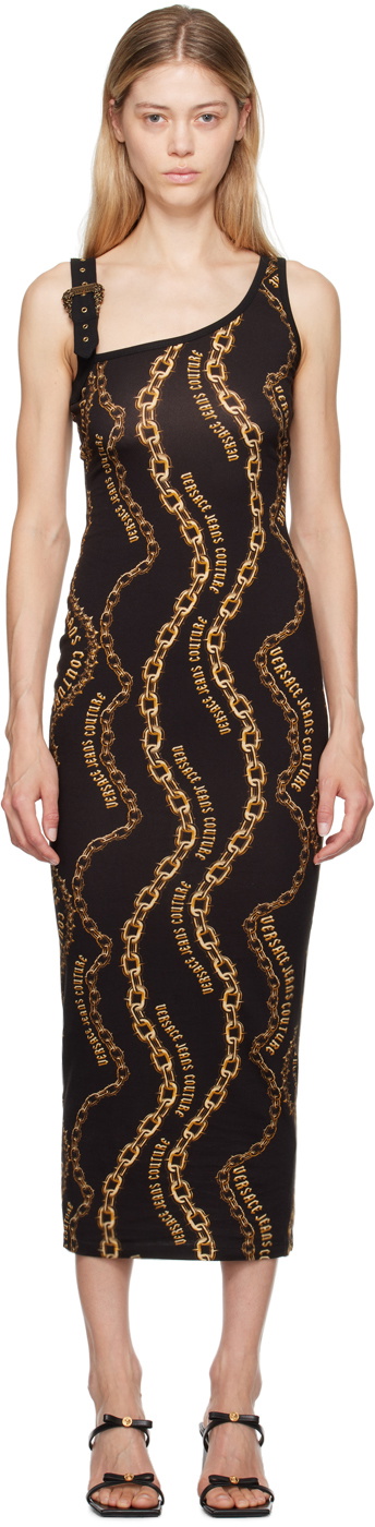 blue dress for baby girl Versace // Versus Black & Gold Safety Pin Dress – VSP Consignment