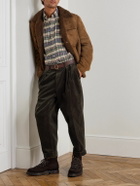 Beams Plus - Cropped Pleated Cotton-Corduroy Trousers - Brown