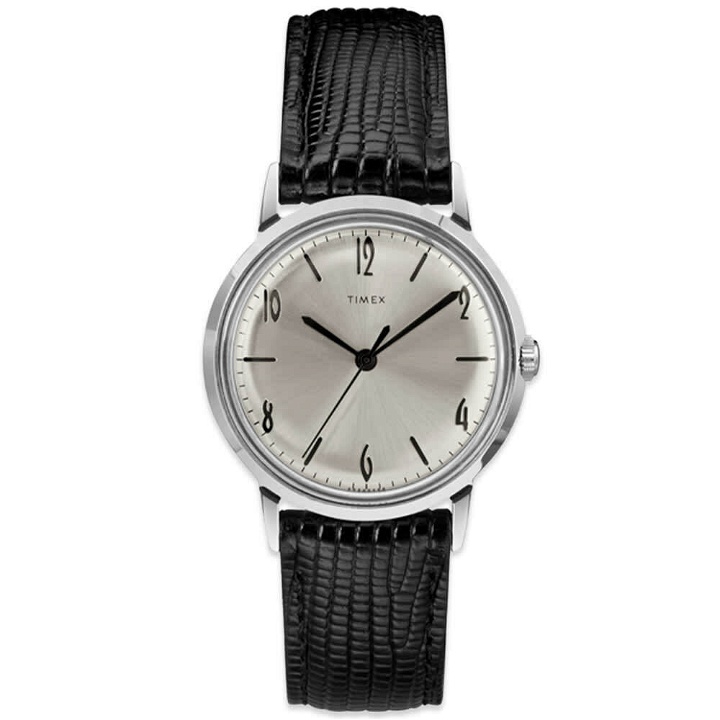 Photo: Timex Marlin Hand-Wound Watch in Black/Silver