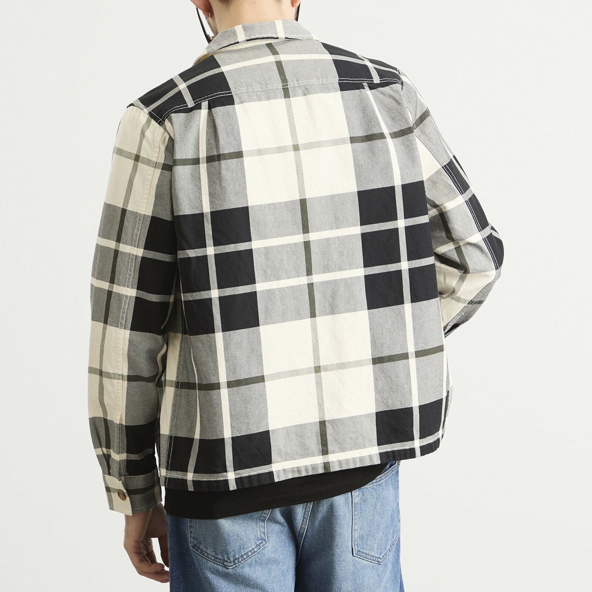 Fred Perry Men's Tartan Twill Overshirt in Ecru