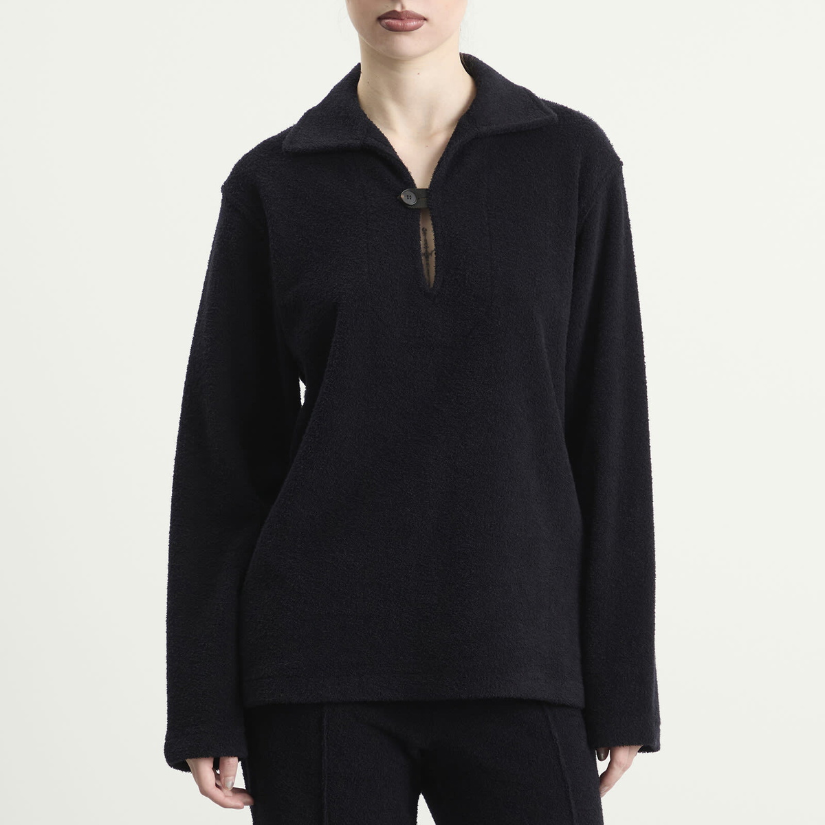 Auralee Women's Pile Shirt in Navy